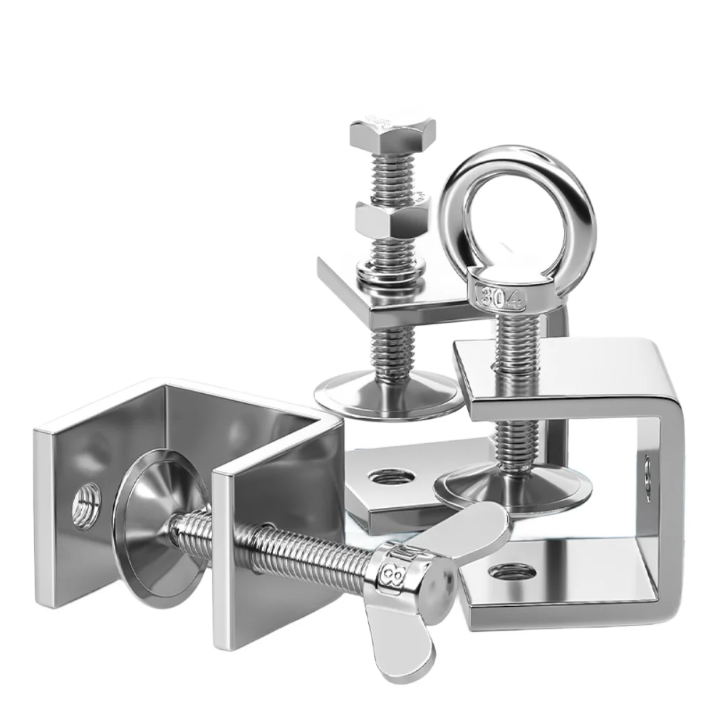 304 Stainless Steel C Type Clamp Hand Twist Ring Beam Strong Grip Adjustable 120mm 130mm Carpentry Mechanic Hardware Tool