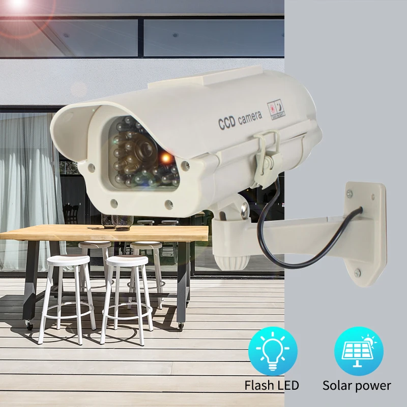 1PC Simulation Camera Monitor,Solar Outdoor Waterproof with LED Lights,Fake CCTV Monitoring,Solar Virtual Fake Camera