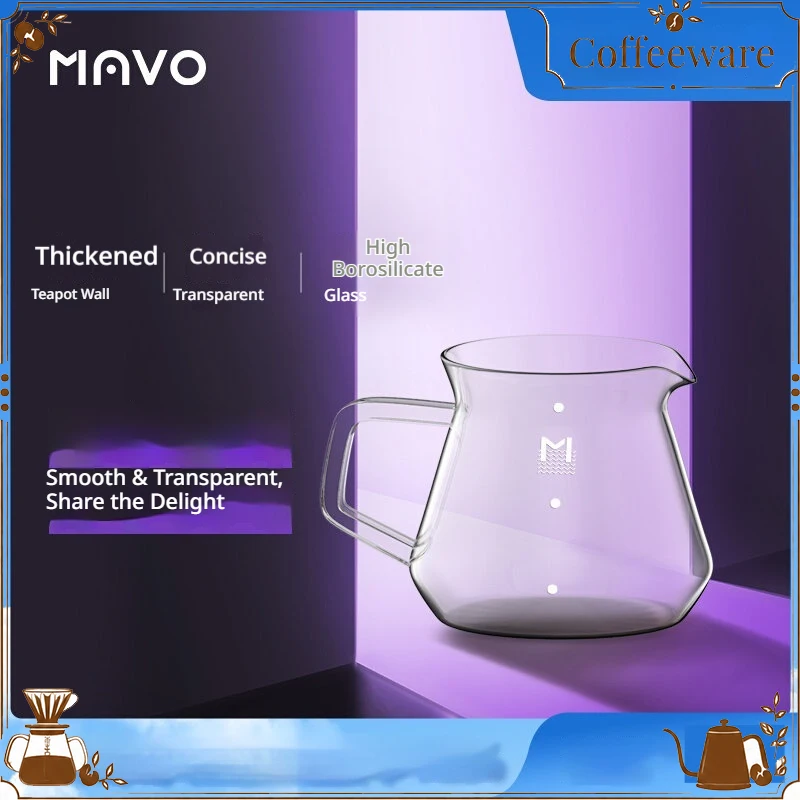 MAVO Pour Over Coffee Sharing Pot Thickened Heat Resistant Borosilicate Glass Japanese Style Drip Coffee Server For Home Brewing