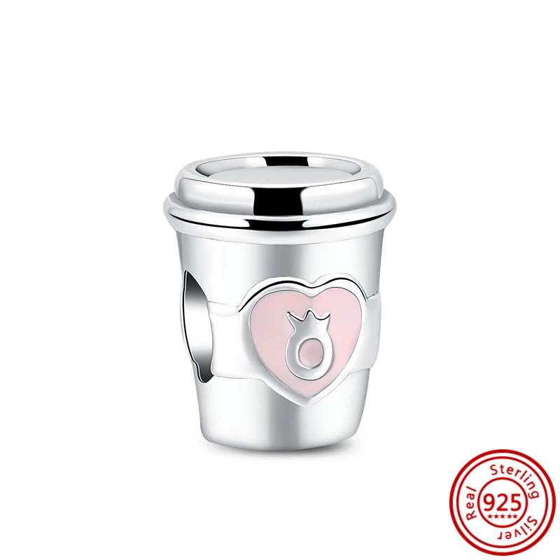 Dijes de plata 925 compatibles con Pandora, accesorios de pulsera, joyería artesanal para mujer, cuentas de plata 925 originales para taza de vino y café