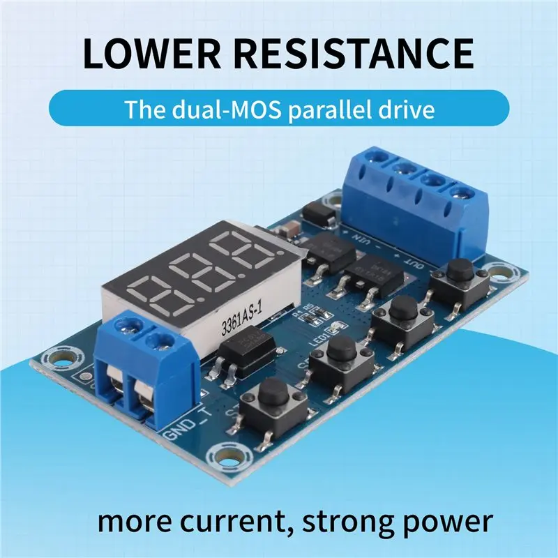 DT19-2Pcs DC12-24V Dual MOS Digital Time Delay Relay Trigger Cycle Timer Delay Switch Circuit Board Timing Control Module