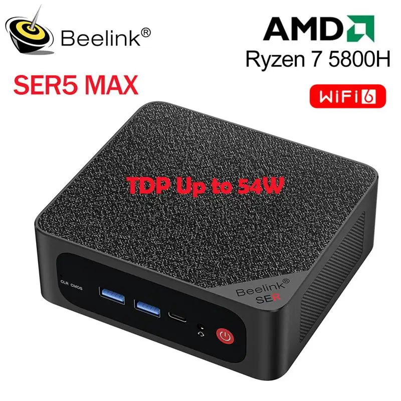 2025 Beelink Mini PC SER5 Max AMD Ryzen 7 5800H DDR4 16G 500G NVME SSD 32G 500G SER5 Pro 32G 1T WiFi6 4K Type-C Gaming Mini