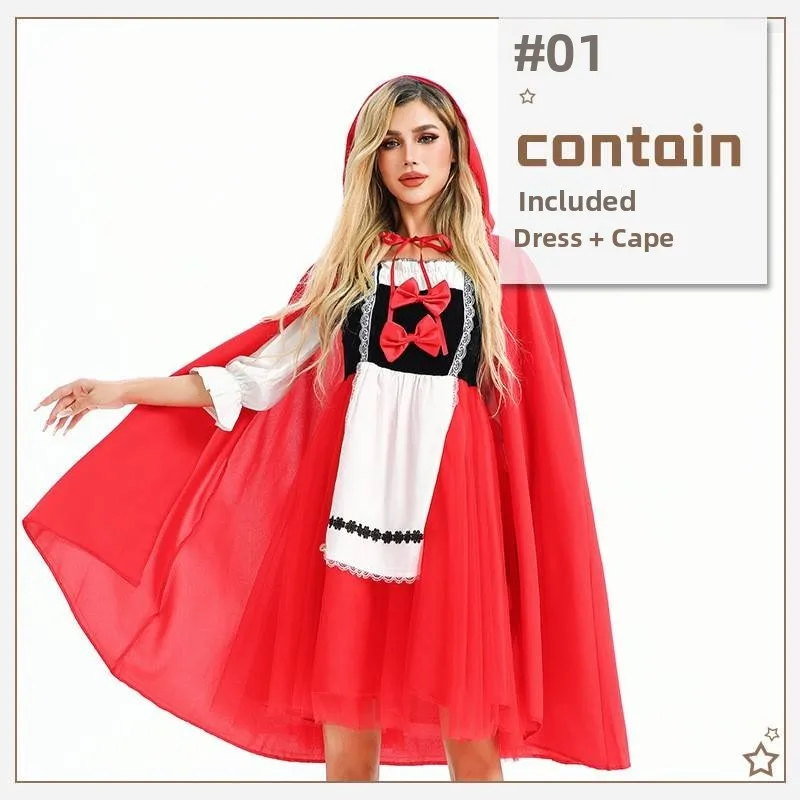 

Красная Шапочка, сценический костюм, ферма, сельская местность, халат горничной, женский модный зимний костюм 2025 года, без зарегистрированного бренда