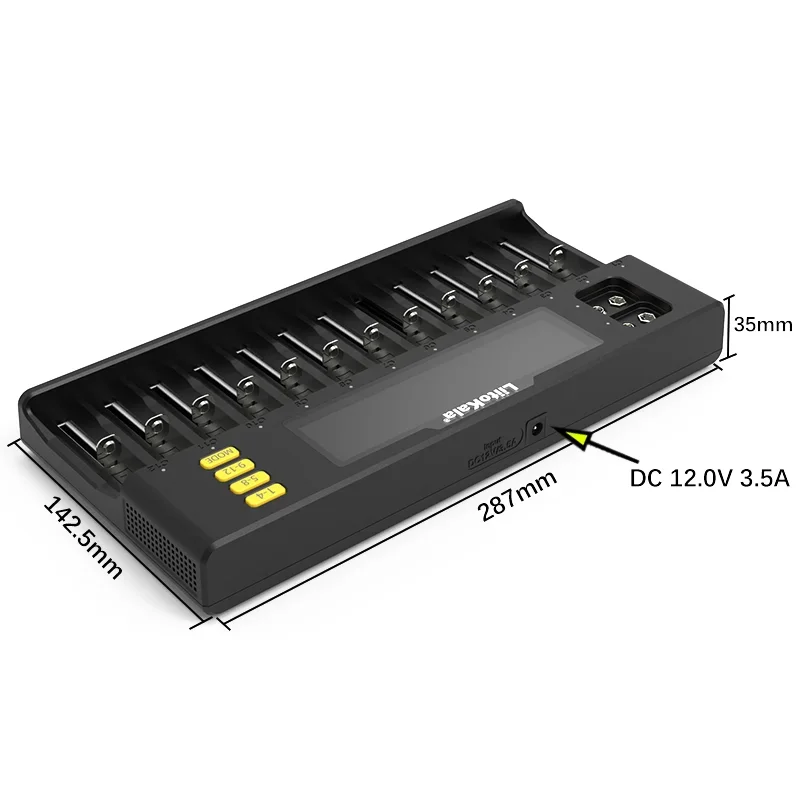 LiitoKala Lii-S12 12-Slot 18650 LCD Battery Charger For 20700 26650 21700 14500 10440 16340 1.2V 3.7V 4.2V Lion Battery