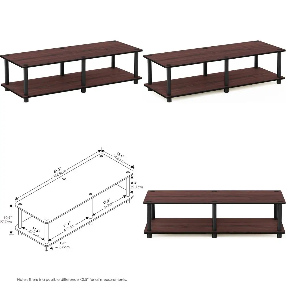 

Dark Cherry Wide TV Stand with Black Frame, 41.3 W x 10.9 H x 15.6 D