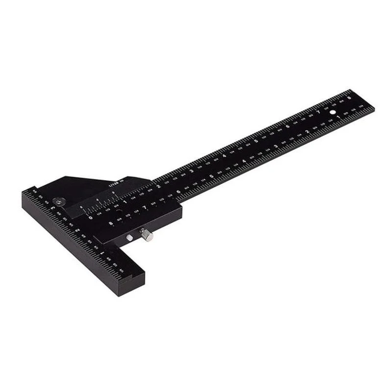 Alat Ukur T-Ruler dari Paduan Aluminium untuk Pertukangan Kayu, Kaliper Pengukur, Alat Penanda untuk Bengkel Tukang Kayu