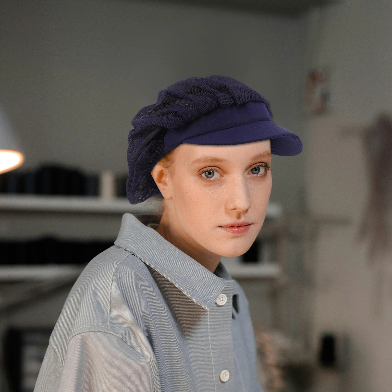 Chef Hat Unisex Breathable Cotton Flat Cap For Kitchen Workshop Baking Sushi Cook Waiter Baker Catering Workwear Mesh