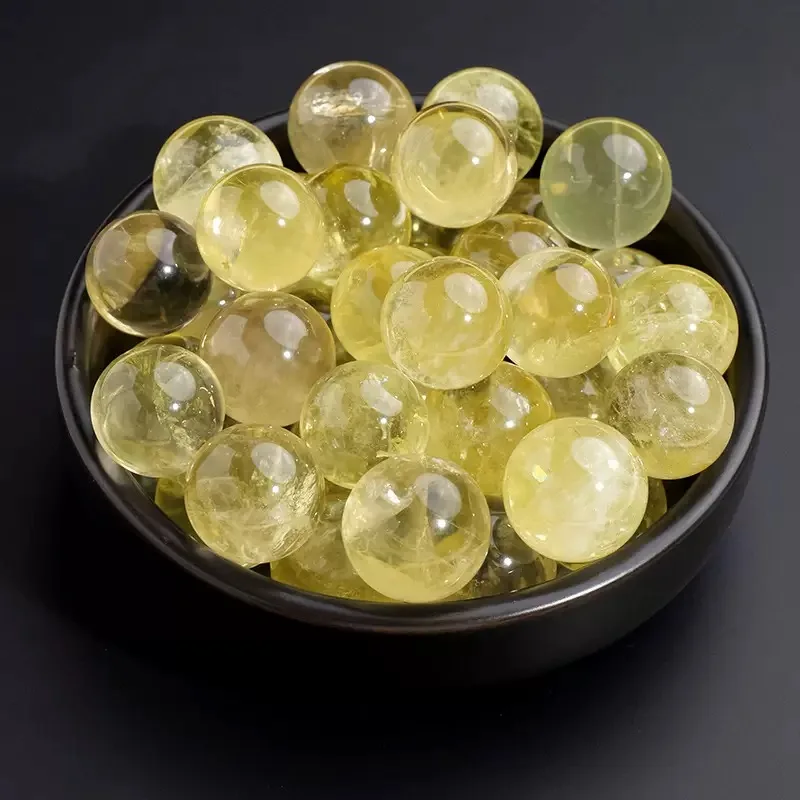 Boule de cristal de citrine naturelle polie, 23-27mm, spécimen de pierre précieuse, sphère minérale pour décoration et thérapie, 1 pièce