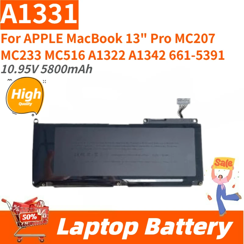 New Replacement Laptop Battery 10.95V 5800mAh A1331 For APPLE MacBook 13