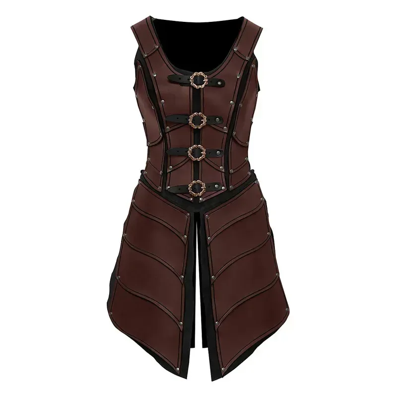 Lyou 2025 KL2 Vintage Medieval renacentista vikingo cuero gótico chaleco armadura elfo Archer Caballero Guerrero Retro Cosplay disfraz ★ ★