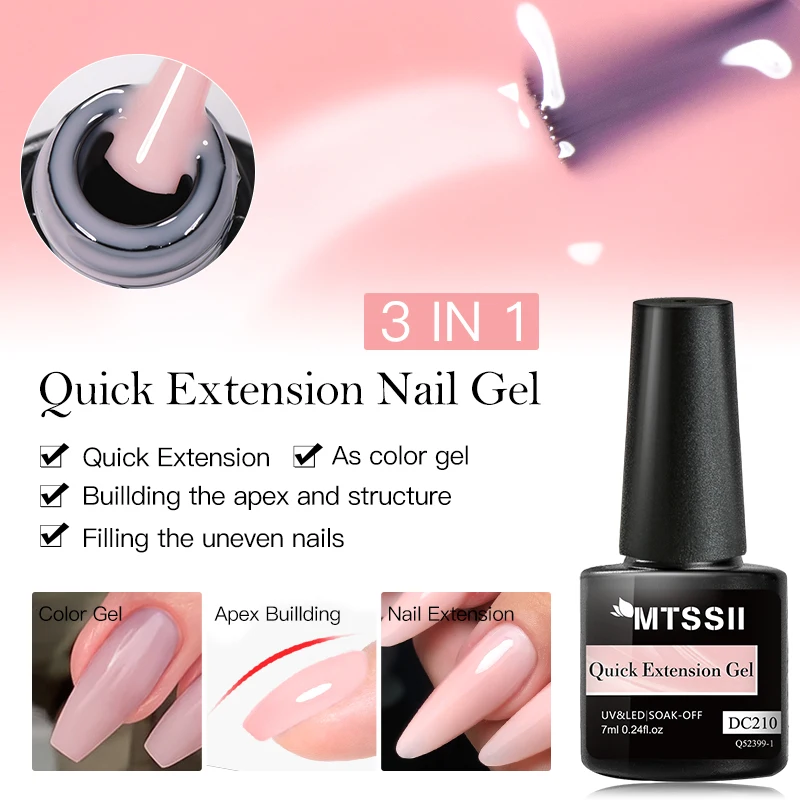 Mtssii 7ml Quick Extension Nail Gel Clear Pink White  Construct Hard Gel Semi Permanent UV LED Gel Quick Building Nail Art