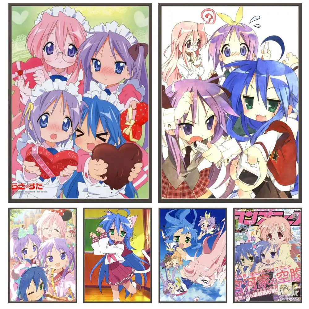 

Anime L-Lucky StarS Cute Girl Poster Versatile HD Waterproof Wall Art Self-Adhesive Decor for Any Space Ideal Gift