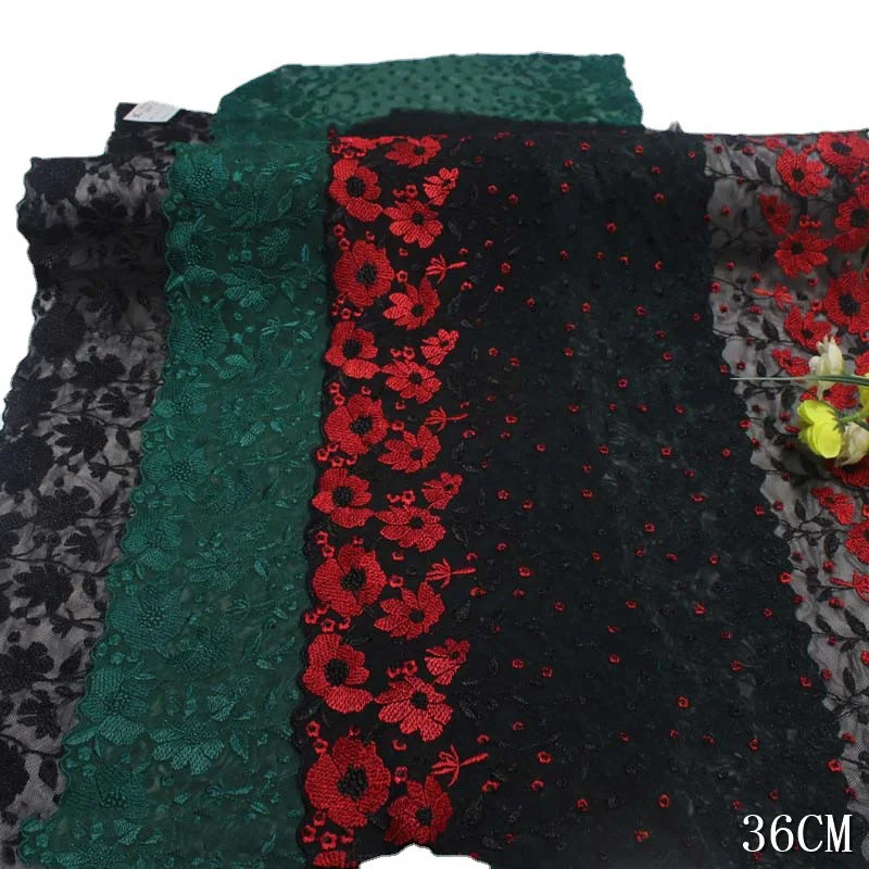 15Yds Embroidery Tulle Lace Trim Bra DIY Sewing Accessories Quality Black Green Embroidered Lace Fabrics for Lingeries