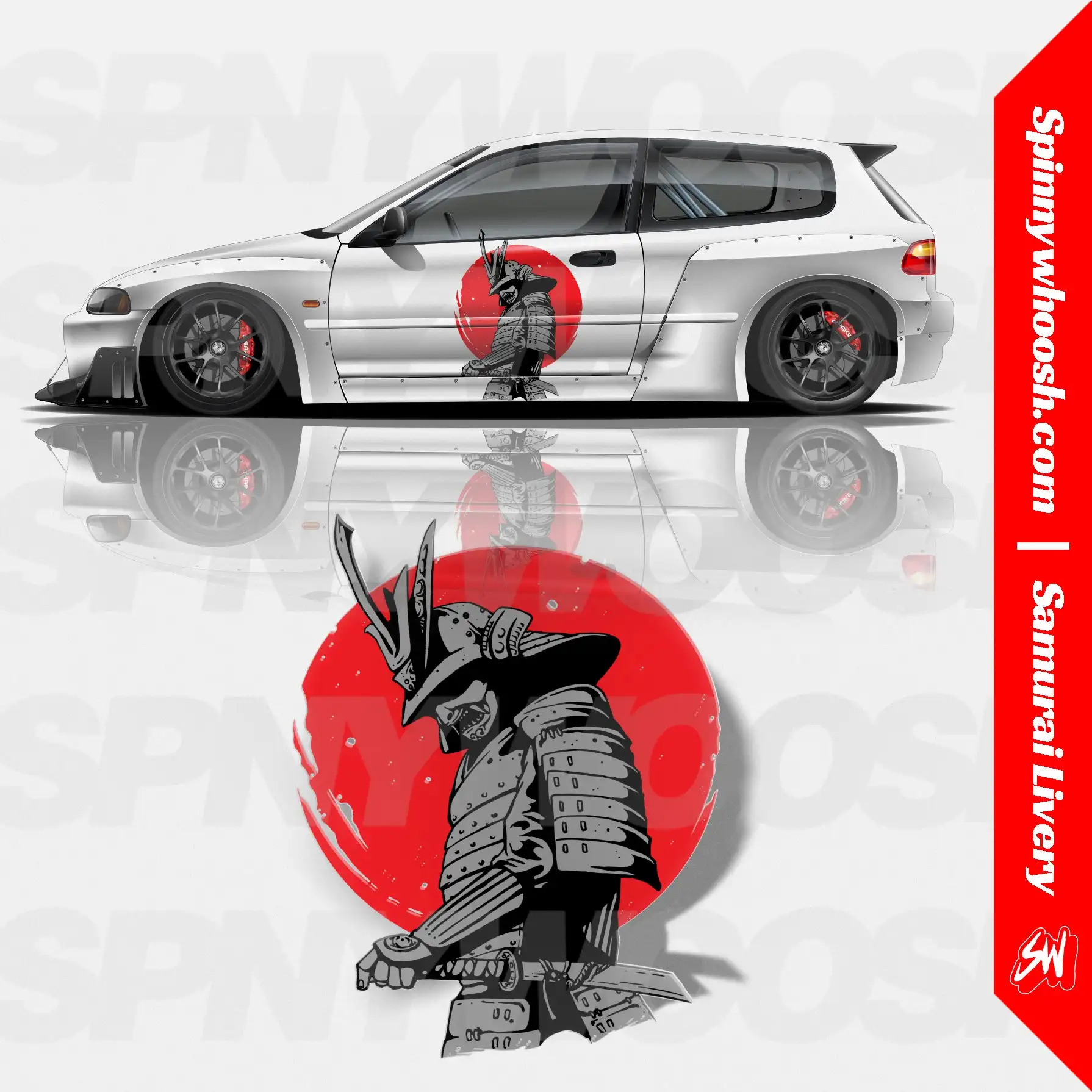 Custom Samurai Livery Racing Side Wrap Abstract Stripes Car Decals Vinyl Stickers Colorful Decals Drift Custom