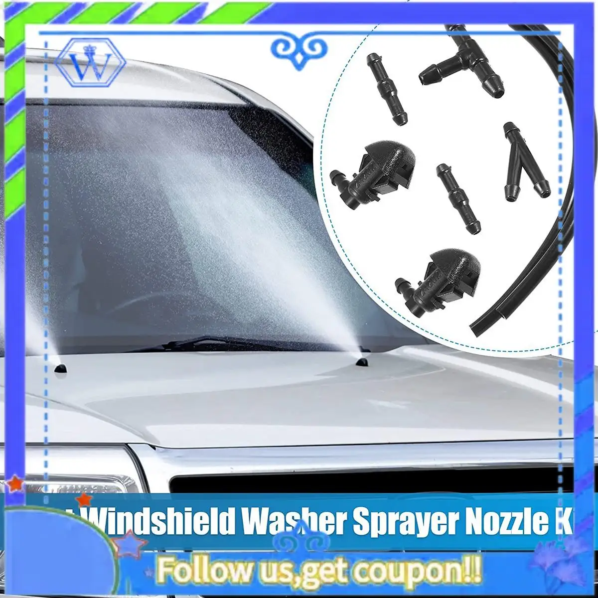 

M46K-1 Set Front Windshield Spray Nozzle 76810-SZA-A01ZA And Fluid Hose With Connectors For Honda Pilot 2009-2012 2014 2015