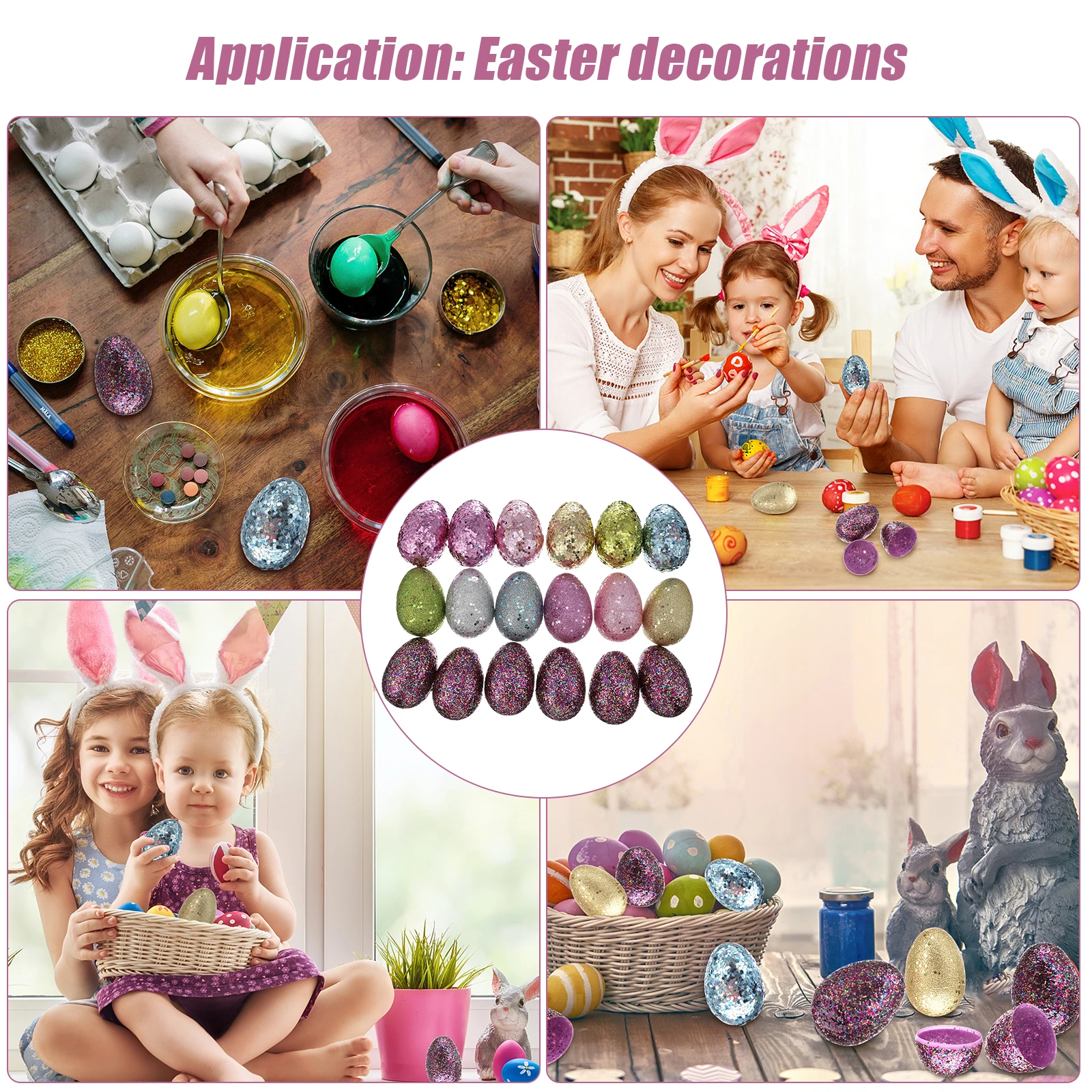 

18 Pcs Plastic Eggs for Adults Fake Sequins s Easter Accessories Eggshell Decorations Child