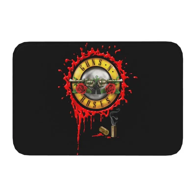 Heavy Metal Guns N Roses Bullet Logo Floor Door Kitchen Bath Mats Anti-Slip Indoor Doormat Garden Entrance Carpet Rug