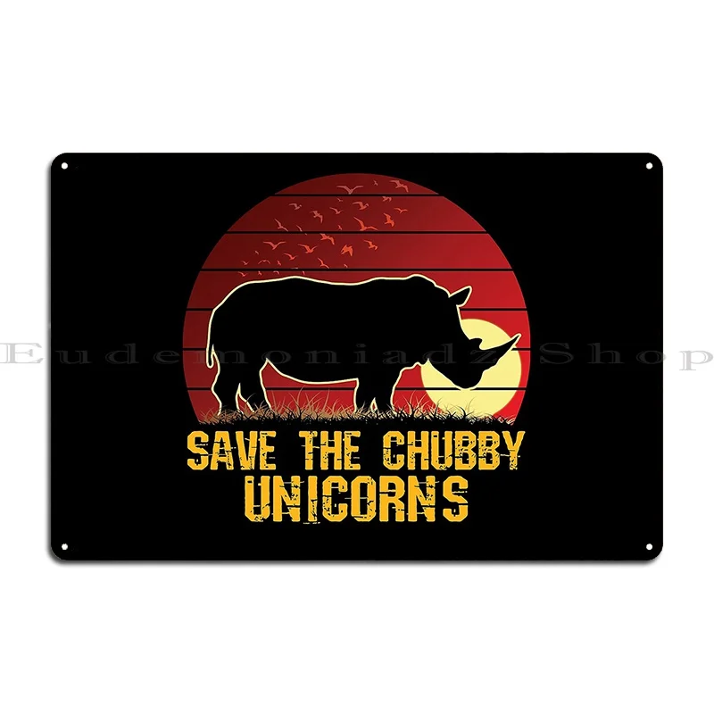 Save The Chubby Unicorns African Sunset Rhino Metal Sign Home Home Bar Printed Garage Tin Sign Poster