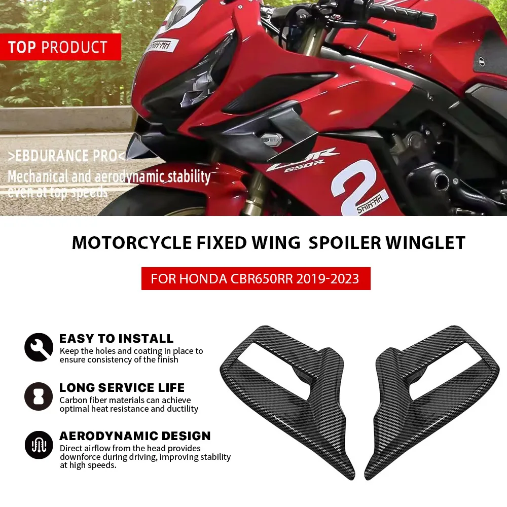 

Для Honda CBR650RR и CBR 6500RR 2019-2023 аксессуары для обтекателей мотоциклов с фиксированным крылом, конкурентоспособный спойлер с боковым крылом Winglet