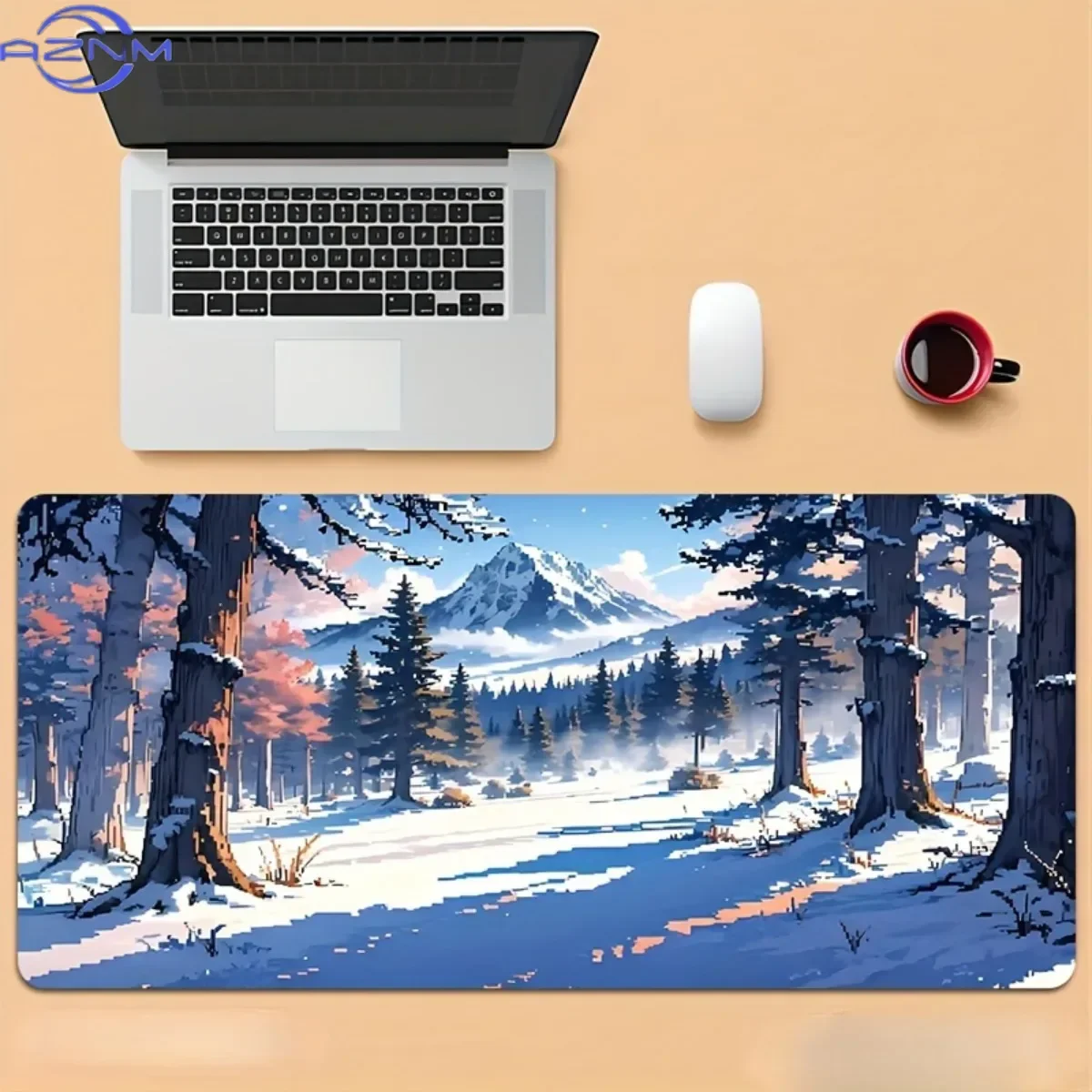 Snowy Mountain HD Gaming Desk Mat Thick Soft Rubber Non-Slip Perfect Edges Mouse Pad for Office Keyboard and Couple Present