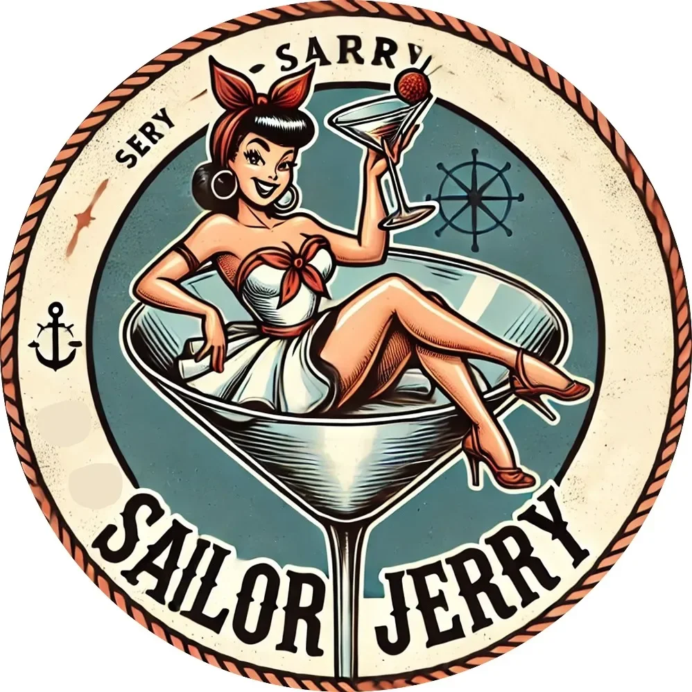 لافتة Sailor Jerry Spiced Rum Tin - طراز قديم، مثالية لغرفة النوم والمطبخ وديكور غرفة الطعام |   هدية عائلية فريدة