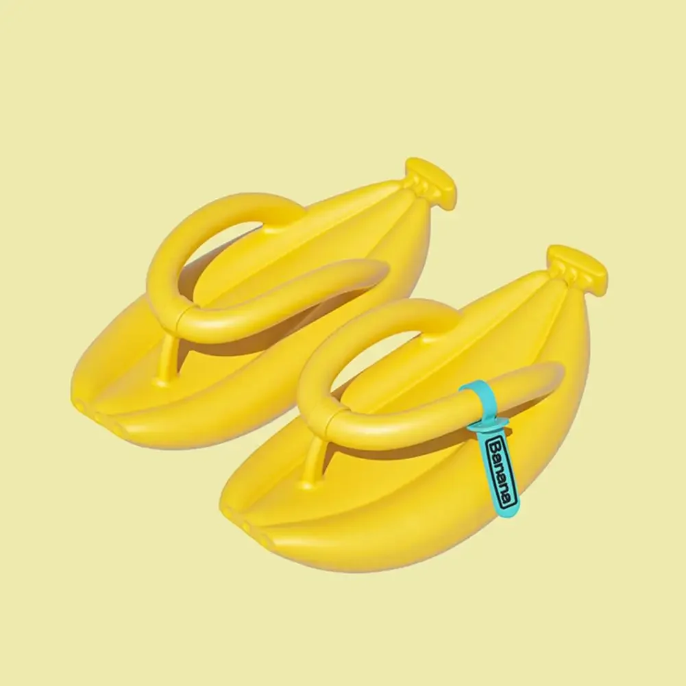 1 Paar Sommer-Hausschuhe, Cartoon, rutschfest, Stoßdämpfung, dicke Sohle, zum Gehen, weich, für Zuhause, Paar, lustige Bananen-Flip-Flops – Detail 16