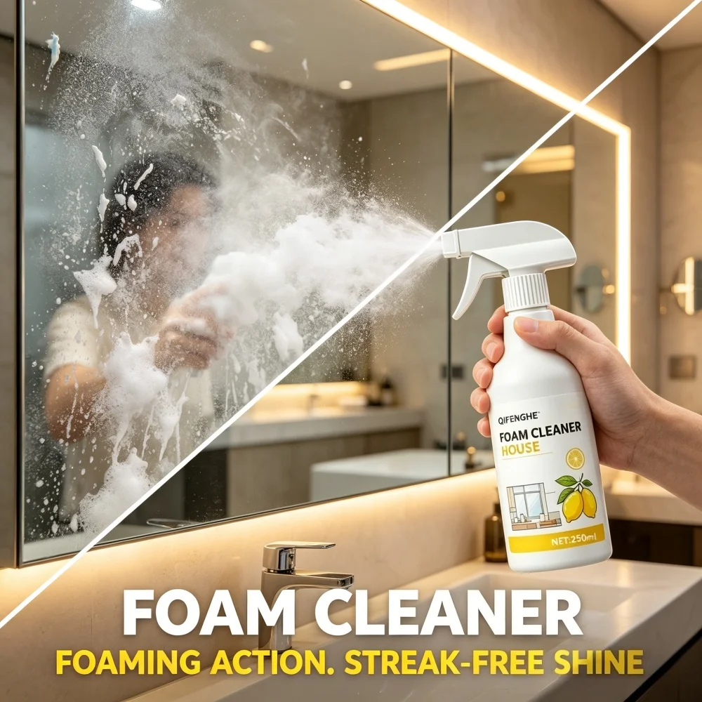 250ml House Foam Cleaner Spray with Lemon Fragrance, Powerful Stain Remover for Kitchen Cooktop Hood, Deep Clean Grease Dirt