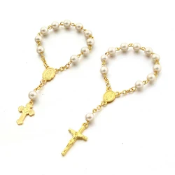 30/20/10pcs Religious Ornaments Catholic Communion Cup Gift Center Cross Rosary Bracelet Bead for Baptism Favors Christening