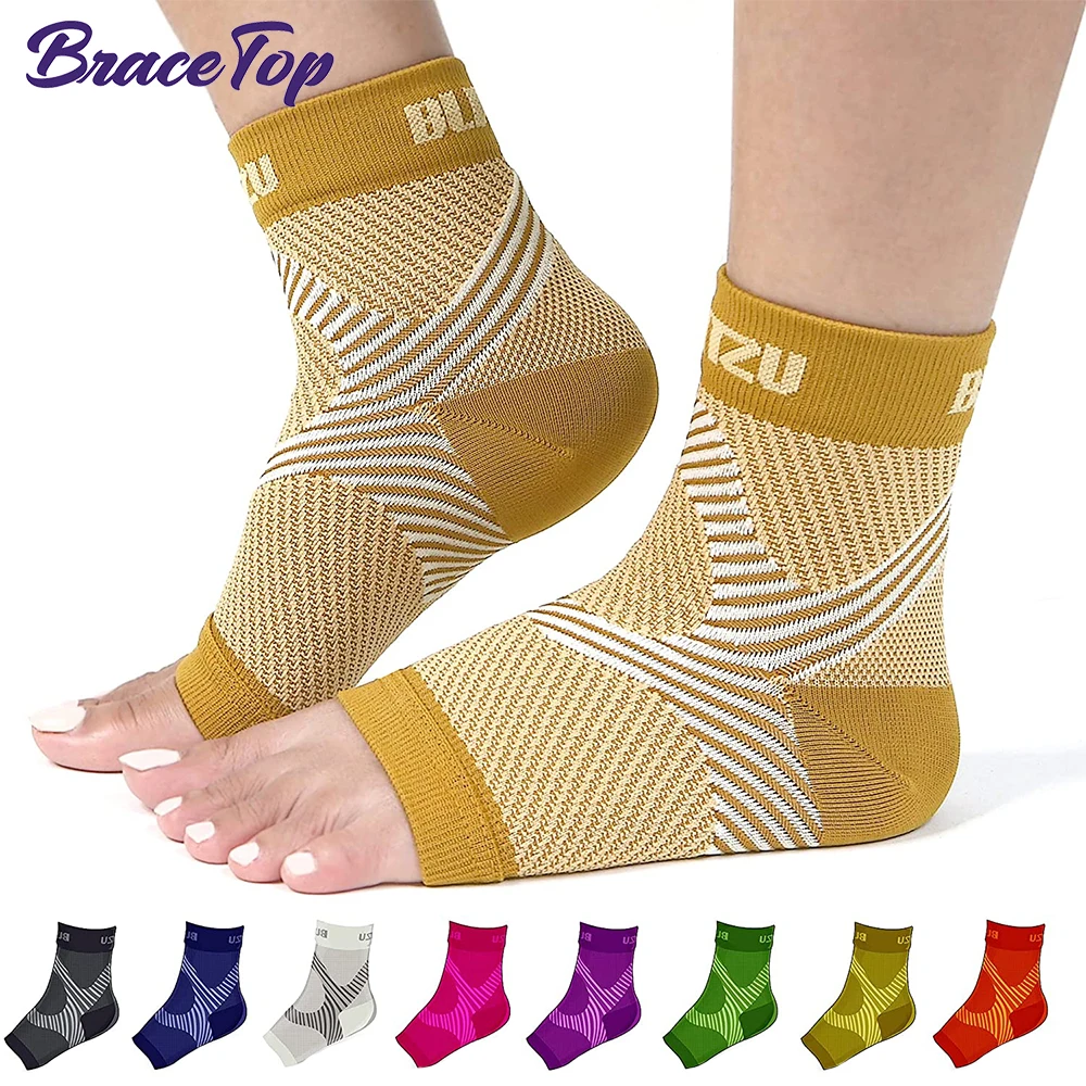 BraceTop 1 Pair Plantar Fasciitis Compression Ankle Brace Socks, Provides Foot Arch Support Heel Pain Achilles Tendonitis Relief