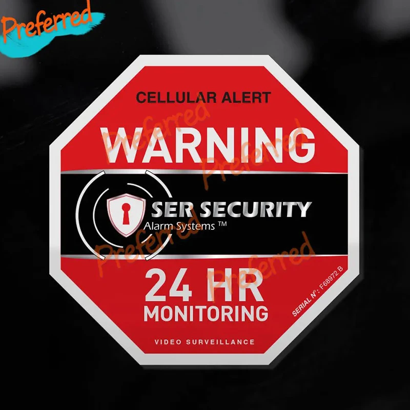 SURVEILLANCE WINDOW DOOR STICKER House Alarm Security Customizable in Any Sticker Size -No Background