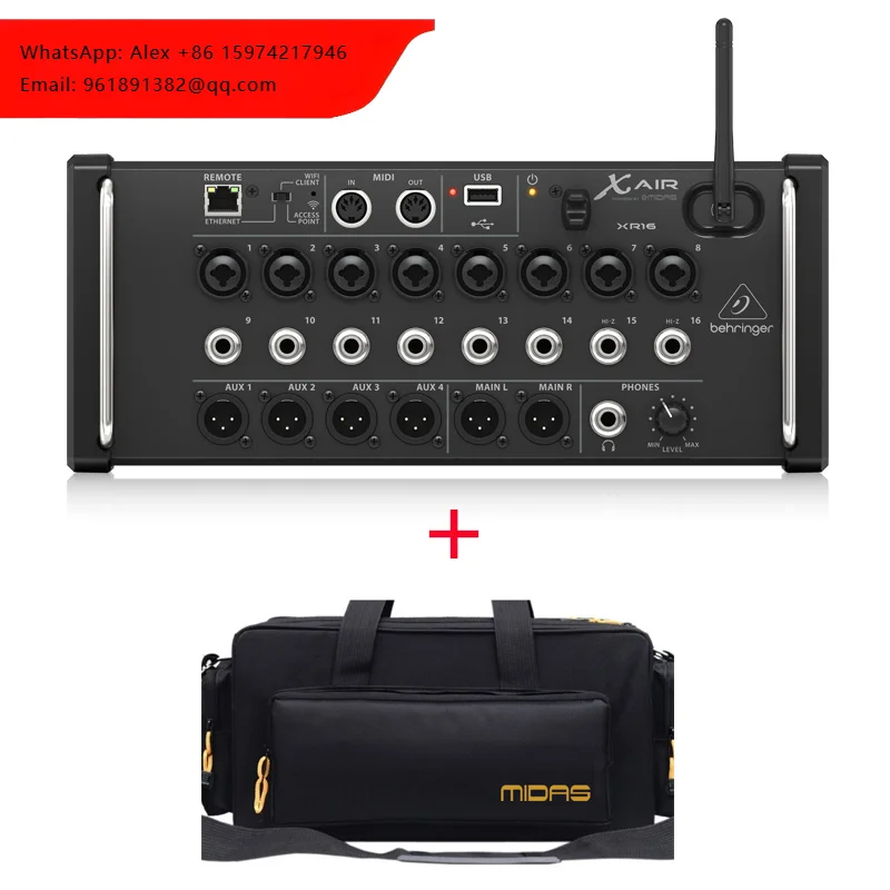 Mezclador Digital Behringer XR16 de 16 Canales Controlado por Tableta con 8 Preamplificadores Midas Programables, Consola de Sonido