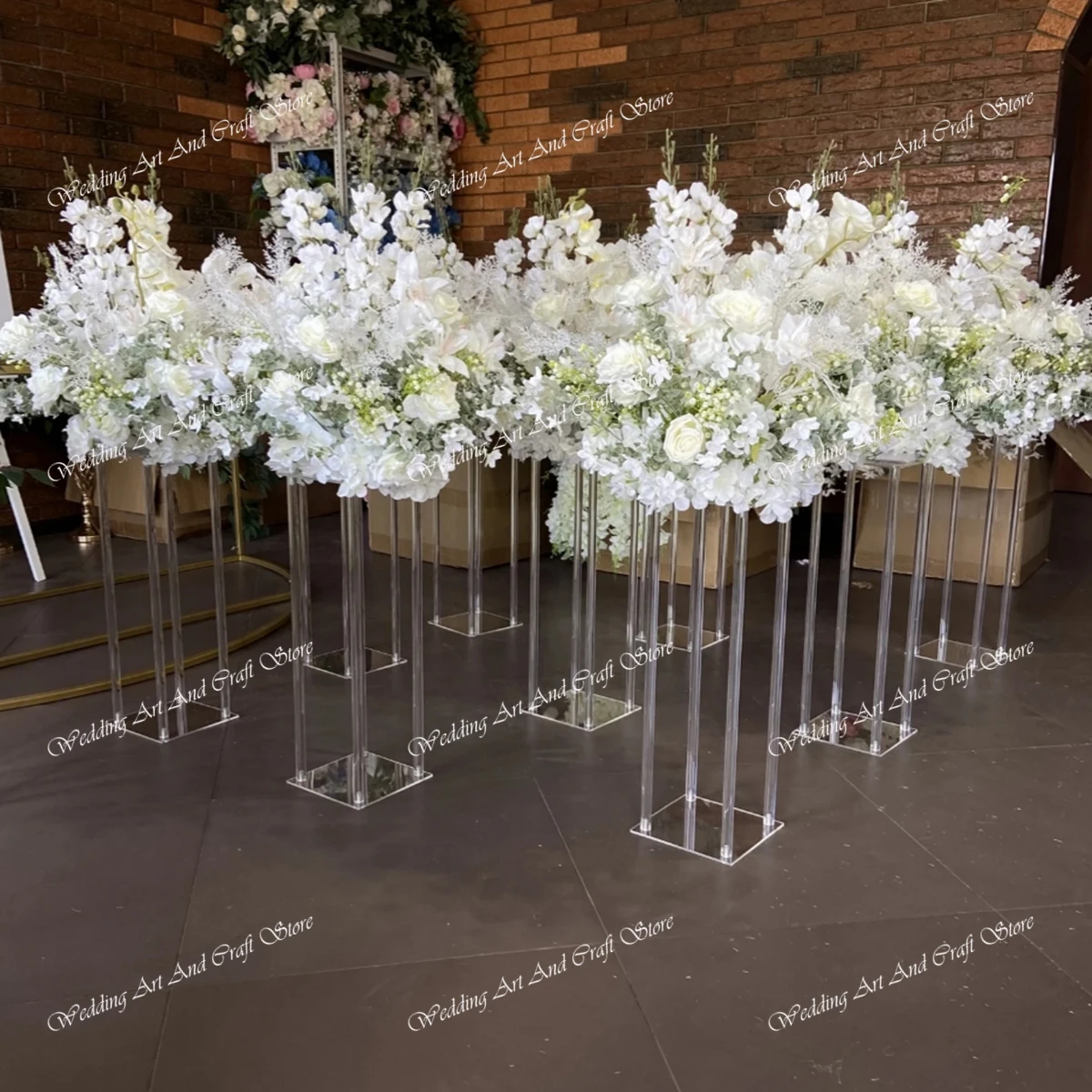 4pcs/12pcs)10pcs)clear acrylic flower  Arch Backdrop Square Flower Stand For Wedding stage table back drop  Decoration  415