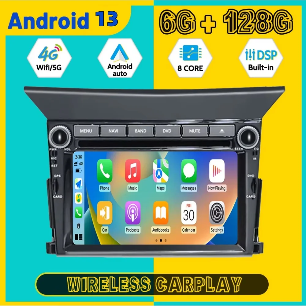 6.2\'\'Navigation 8 core  For HONDA Pilot 2009-2013 Carplay Car Radio Multimedia Player Android11 Auto GPS Navi Wireless