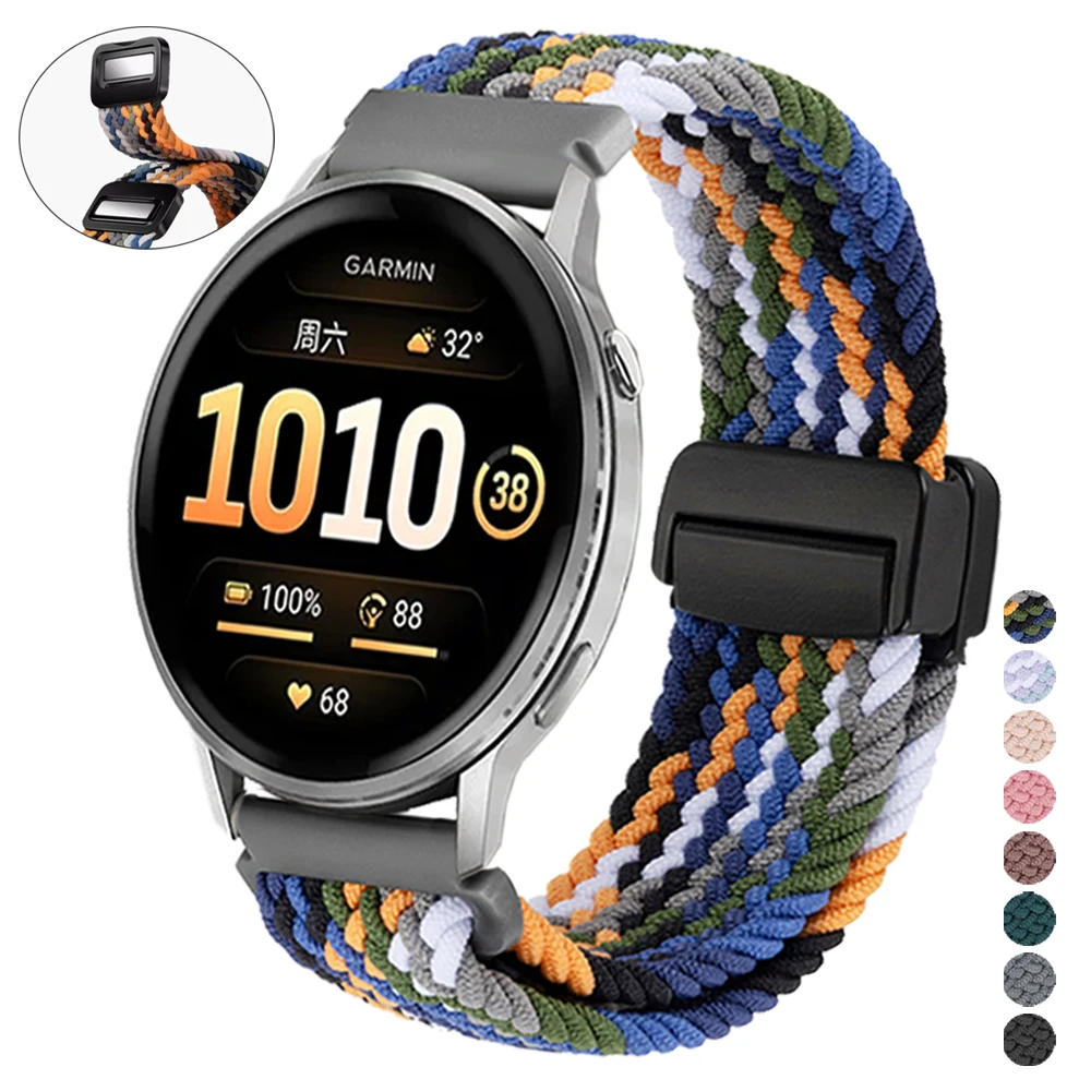 Woven Nylon 20mm 22mm Breathable Strap For Garmin Forerunner 570 265 165  Stretchy Band For Garmin Venu 4 2 3 sq Sports Bracelet