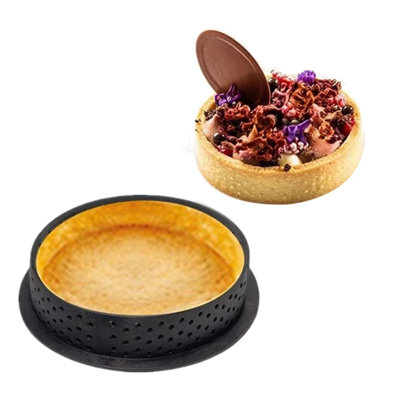 

HGHO 24 Pcs Round & Oval Tart Rings Heat-Resistant Perforated Cake Mousse Ring Non Stick Bakeware Mini Cake Mold Cake Rings