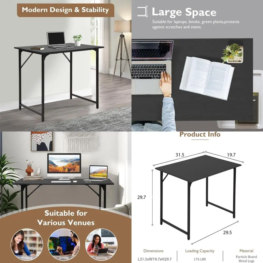 

Modern Home Office Desk, 32 Writing Desk in Sleek Black Style