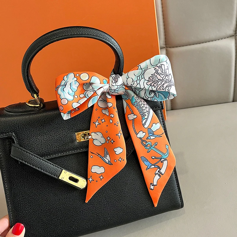 2024 Versatile New Plant Jungle Ladies Pointy Ribbon Bag Handbag Handle Ribbon Scarf Package Band Hair Head Handle ribbon scarf