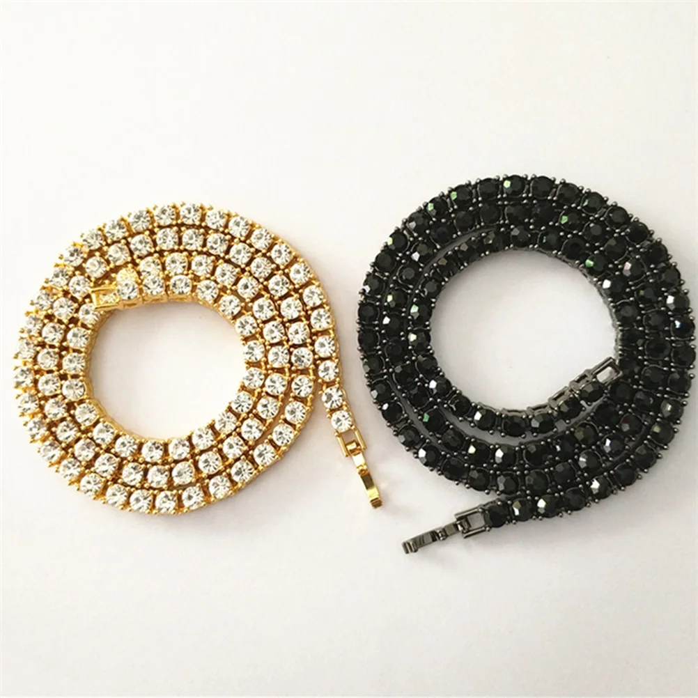 

Rhinestone Necklace Bling Hiphop Jewelry for Women European and American Tennis Punk