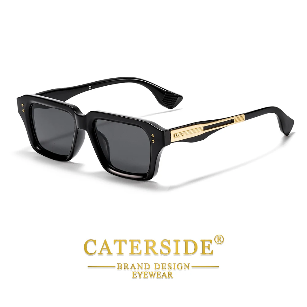 CATERSIDE Retro Quadratische Metall-Sonnenbrille für Männer, Modische Damen-Sonnenbrille, Outdoor-Reise-Fahrbrille, Dekorative Brille, UV400 – Detail 6