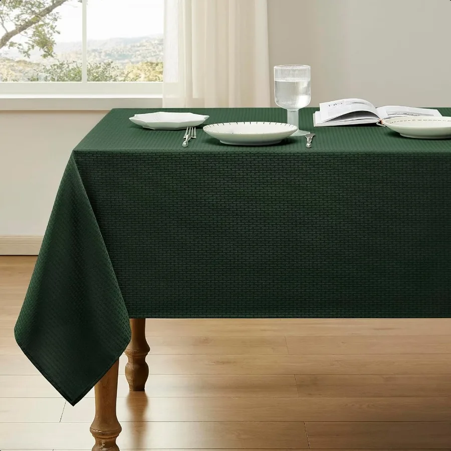 

Rec Tablecloth Weaved Textured Water Resistant Sof Table Cloth Decorative Fabric Wrinkle Free Table Cover for Events and Dinner