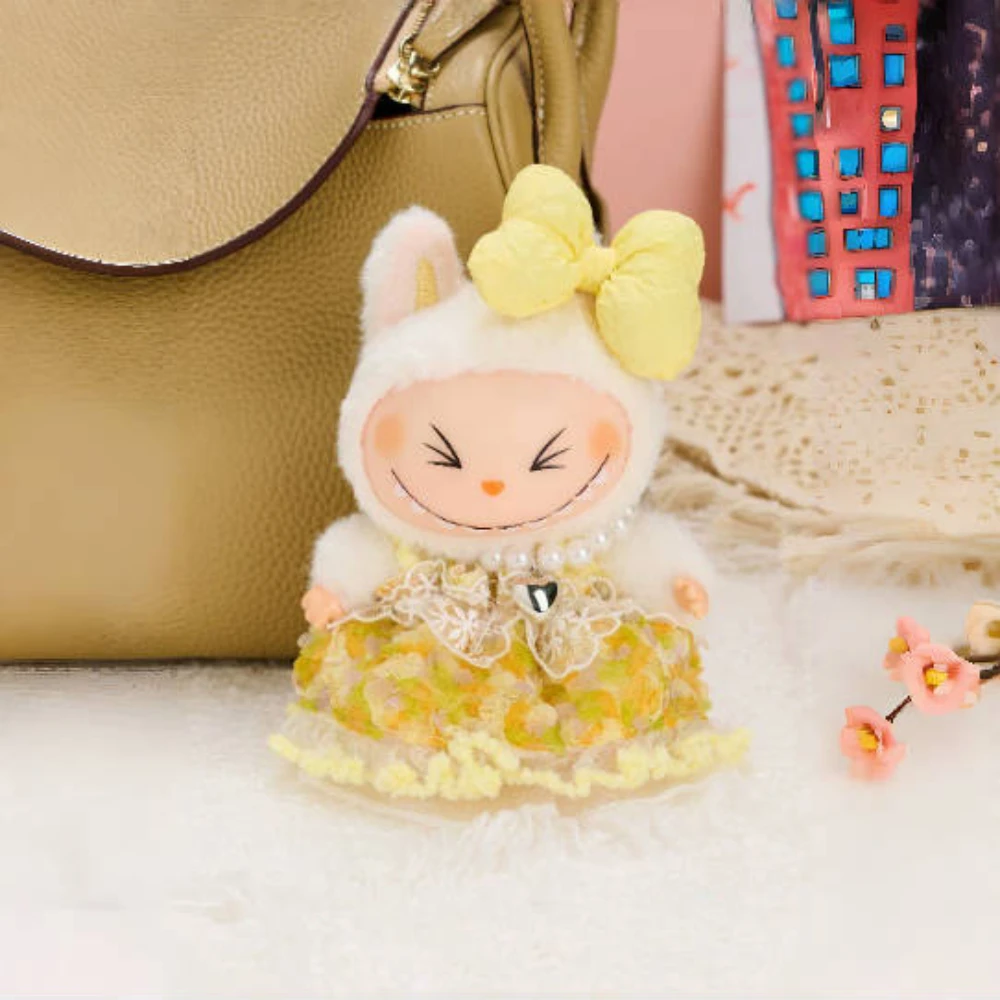 

For 15/17cm Labubu Clothing Lace Fairy Dress Cute Princess Dress Pearl Star Necklace Accessories Girl Gift