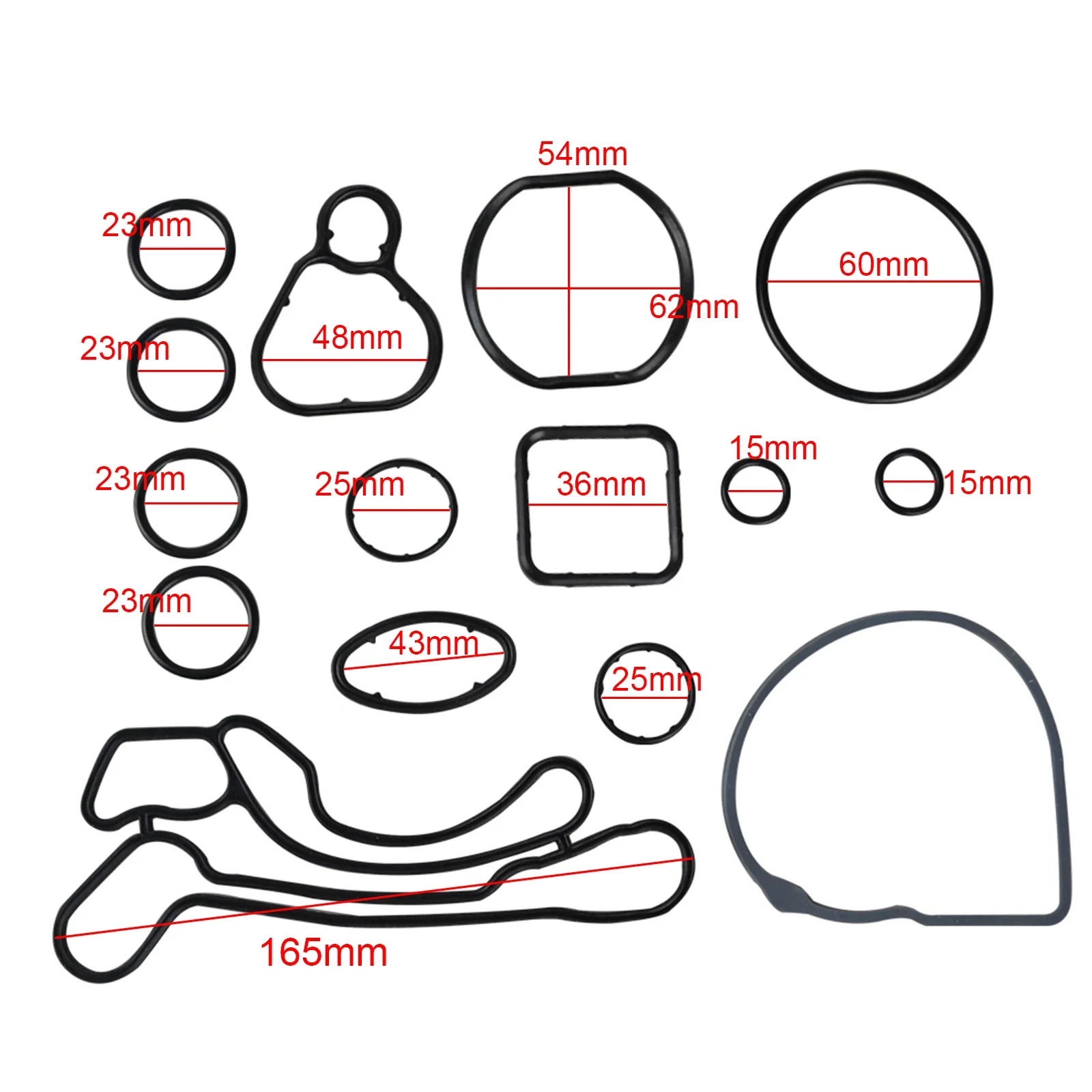 Engine Oil Cooler Gasket Seal O-Ring for Chevrolet Cruze Aveo Sonic Pontiac G3 Saturn Astra - Total 15 PCS