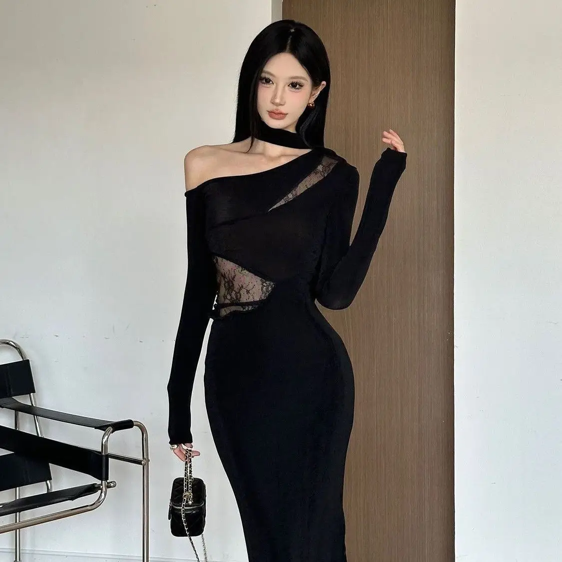 Abiti da donna rosa primaverili jacquard patchwork geometrico a costine senza vita a-line urbano letterario artistico delicato ricamo unico