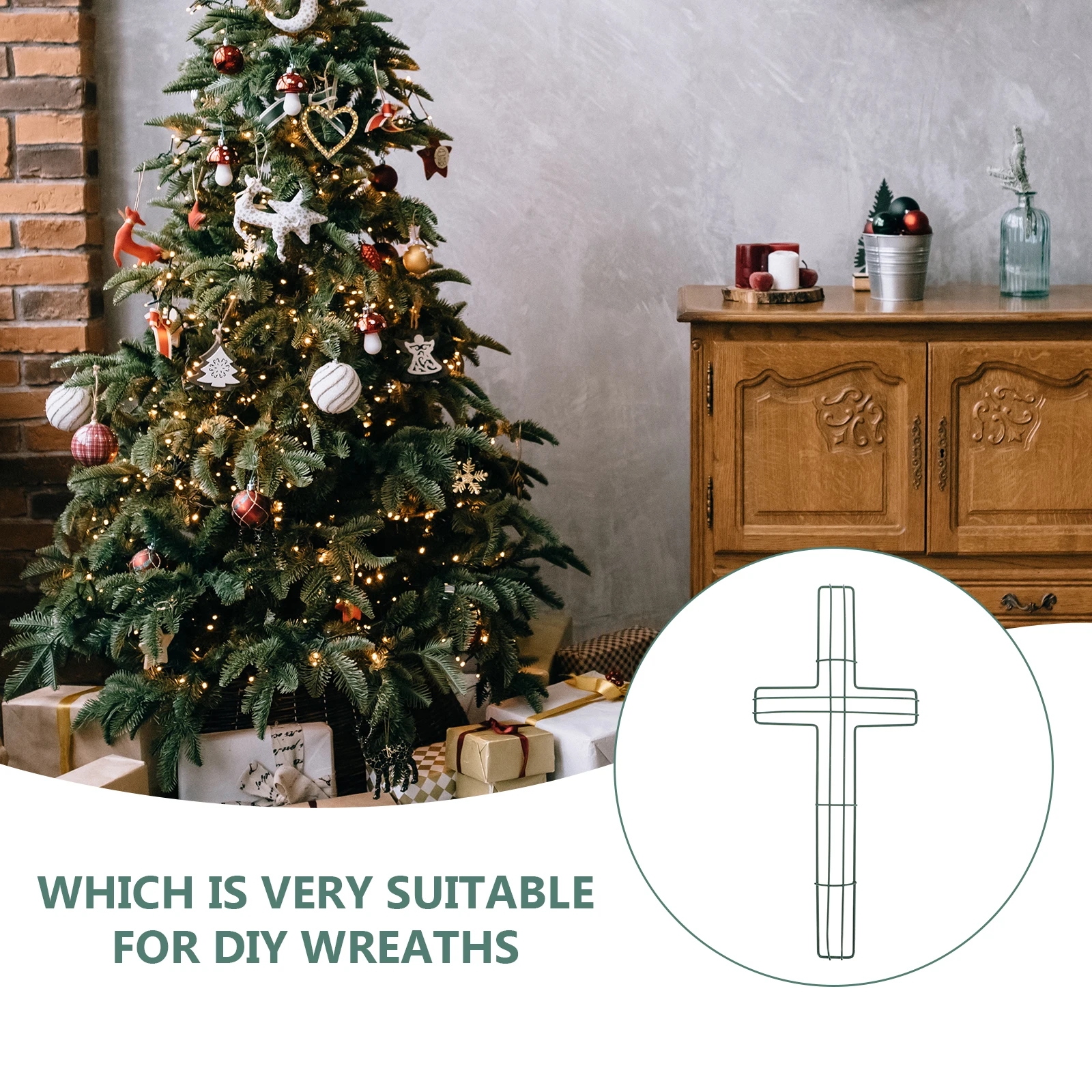 Christmas Garland Rack Diy Support Flower Arrangement Holder Party Decor Iron Wreath Frame Burr-Free Surface Strong Structure