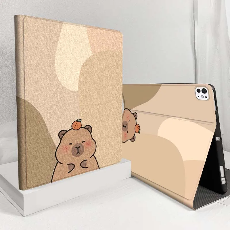 Capybara holding duckling text For iPad Pro Air 5 4 3 13 11 8 7 6 5 10th 7th 6th 10.5 12.9 10.9 Tablet Case