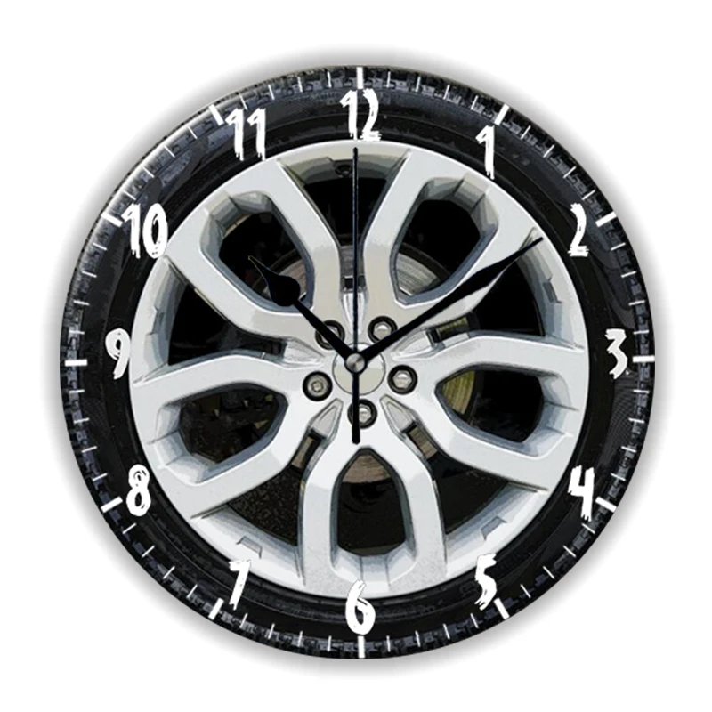 Cool 3D Car Service Repair Garage Owner Tire Wheel Round Wall Clock for Workshop Mechanic Large Wall Watch Mana Cave Decor Gift