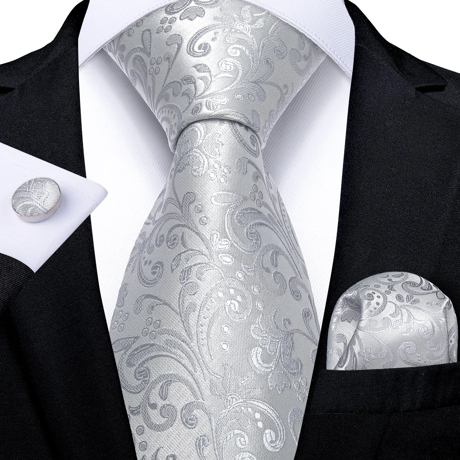 メンズネクタイセット、カフスボタンとポケットチーフ付き3ピー - Silk Tie Striped のレビューと価格
