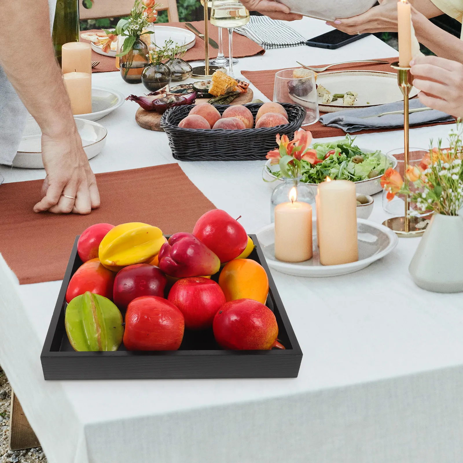 Black Sturdy Wooden Serving Tr - Food Snacks That Are Black recension och pris