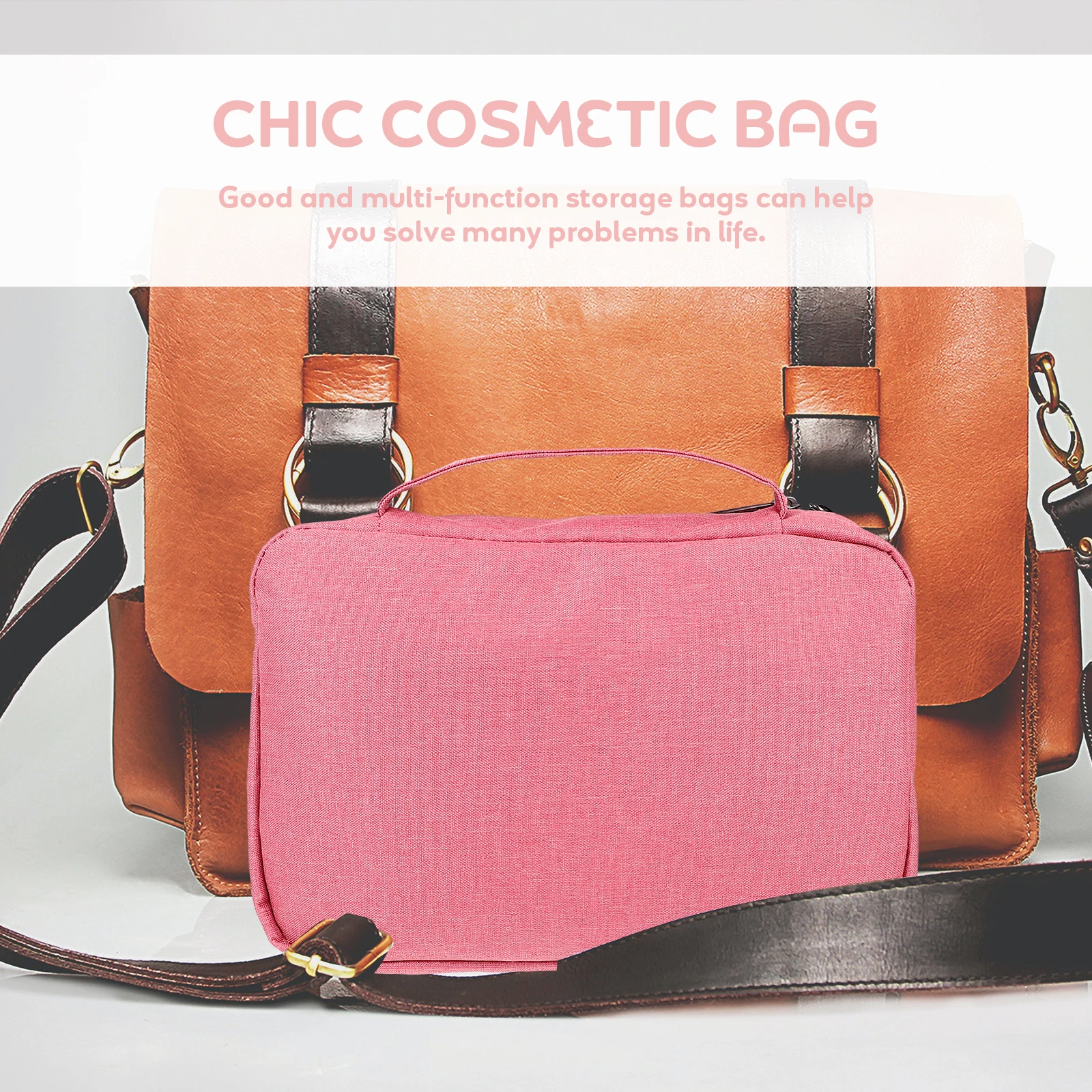 

1pc Large Capacity Hanging Toiletry Bag Travel Portable Makeup Organizer Waterproof Polyester Wash Kit Toiletries Storage Bag