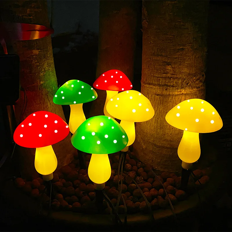 Solar Panel Mushroom Light Garden Outdoor Decor Waterproof Mushroom Lamp Pathway Landscape Yard Halloween Christmas Step Pathway